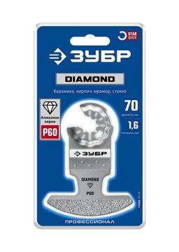 ЗУБР DIAMOND 70x1.6 мм полотно с алмазным зерном Р60: керамика, мрамор, стекло, кирпич, StarQuick (15585-70-1.6) - 2