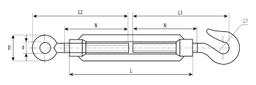 ЗУБР DIN 1480, М12, кованая натяжная муфта, 4 шт, талреп крюк-кольцо, Профессионал (4-304355-12) - 1