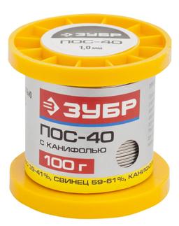 ЗУБР 100 г, 1 мм, трубка, ПОС 40, припой (55451-100-10C) - 1