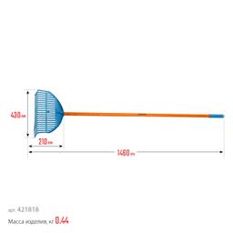 GRINDA PL-22 FIBER, 450 х 40 х 1460 мм, 22 зубца, ударопрочный пластик, фибергласовый черенок, грабли веерные пластиковые, PROLine (421818) - 8