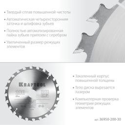 KRAFTOOL Fast, 200 х 30 мм, 24Т, пильный диск по дереву (36950-200-30) - 4