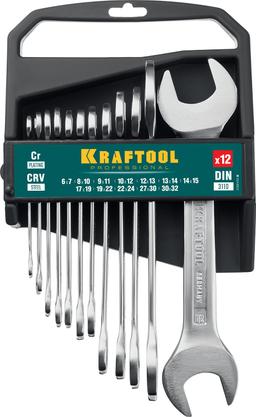 KRAFTOOL 12 шт, 6 - 32 мм, набор рожковых гаечных ключей (27033-H12C) - 1
