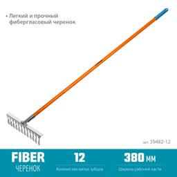 GRINDA PS-12 FIBER, 380 х 100 х 1530 мм, 12 витых зубцов, нержавеющая сталь, фибергласовый черенок, садовые грабли, PROLine (39482-12) - 2
