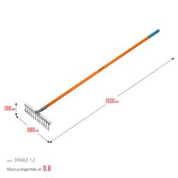 GRINDA PS-12 FIBER, 380 х 100 х 1530 мм, 12 витых зубцов, нержавеющая сталь, фибергласовый черенок, садовые грабли, PROLine (39482-12) - 6
