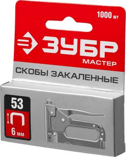 ЗУБР скобы тип 53 (A/10/JT21), 6 мм, калибр 23GA. 1000 шт (31625-06) - 2