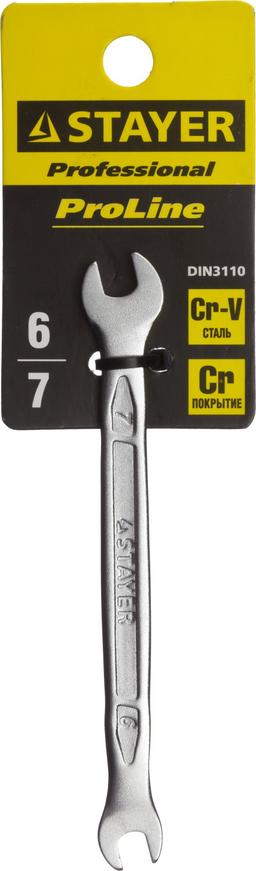 STAYER 6 x 7 мм, рожковый гаечный ключ, Professional (27035-06-07) - 2
