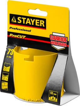 STAYER  73 мм, L 55 мм, карбид вольфрама, кольцевая коронка, Professional (33345-73) - 2