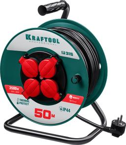 KRAFTOOL  P-315, ПВС, 3 x 1.5 мм2, 50 м, 3500 Вт, IP44, силовой удлинитель на катушке (55084-50) - 1