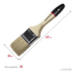 STAYER UNIVERSAL - EURO, 63 мм, 2.5", светлая натуральная щетина, деревянная ручка, все виды ЛКМ, плоская кисть (0102-063) - 2