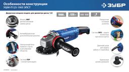 ЗУБР 1900 Вт, d125 мм, УШМ, регулировка оборотов, фланец ″МИГ″, Профессионал (УШМ-П125-1905 ЭПСТ) - 6