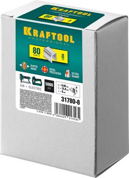 KRAFTOOL тип 21GA (80/Pr A/Senco AT) 8 мм, 5000 шт, скобы для степлера (31780-8) - 2
