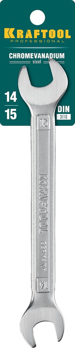 KRAFTOOL 14 х 15 мм, рожковый гаечный ключ (27033-14-15) - 2
