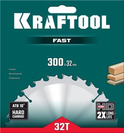 KRAFTOOL Fast, 300 х 32 мм, 32Т, пильный диск по дереву (36950-300-32) - 2