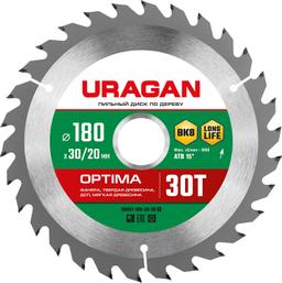 URAGAN Optima, 180 х 30/20 мм, 30Т, пильный диск по дереву (36801-180-30-30) - 1