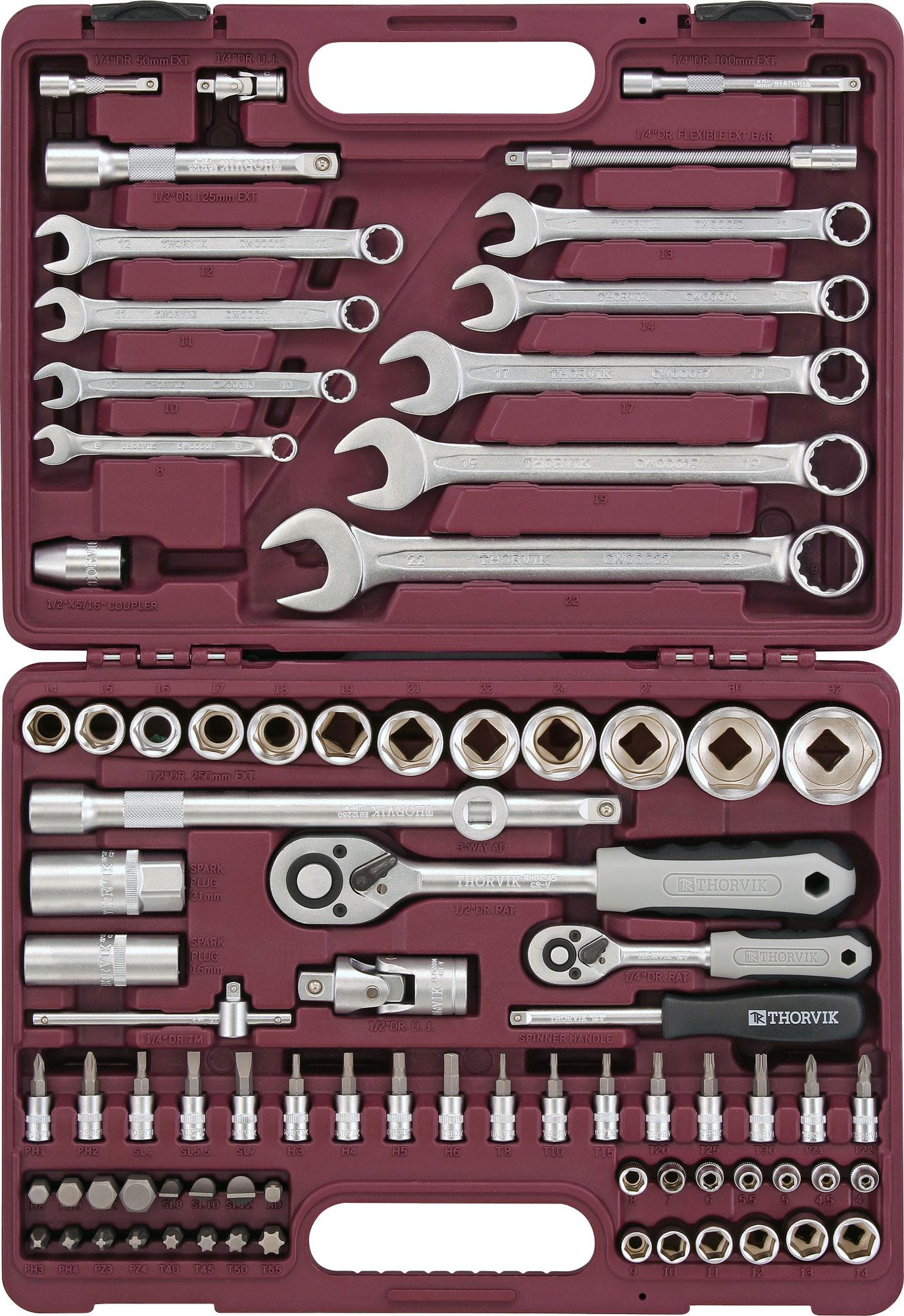 UTS0082 Набор инструмента универсальный 1/4", 1/2"DR, 82 предмета