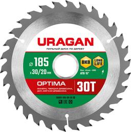URAGAN Optima, 185 х 30/20 мм, 30Т, пильный диск по дереву (36801-185-30-30) - 1