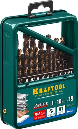 KRAFTOOL Cobalt, 19 шт, (1-10 мм), сталь М42, HSS-Co(8%), набор сверл по металлу (29656-H19) - 2