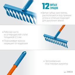 GRINDA PR-12T FIBER, 380 х 100 х 1530 мм, 12 витых зубцов, углеродистая сталь, фибергласовый черенок, PROLine (39654) - 3