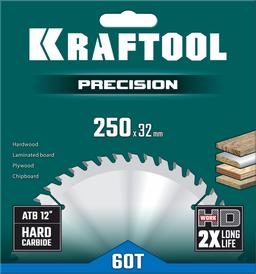 KRAFTOOL  Precision, 250 х 32 мм, 60Т, пильный диск по дереву (36952-250-32) - 2