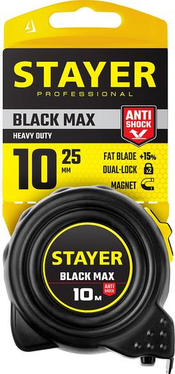 STAYER BlackMax, 10 м х 25 мм, рулетка с двумя фиксаторами, Professional (3410-010) - 2