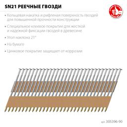 ЗУБР SN21 90 х 3.1 мм, реечные гвозди рифленые оцинкованные, 2010 шт(305396-90) - 3