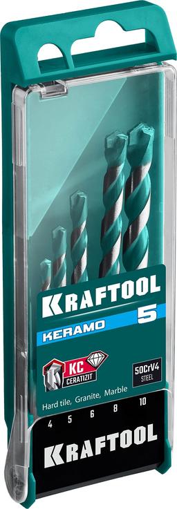 KRAFTOOL  Keramo, 5 шт: 4-5-6-8-10 мм набор сверл по керамограниту с твердосплавной пластиной, 29175-H5 - 5
