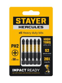 STAYER HERCULES, PH2, 50 мм, 5 шт, торсионные биты (26231-2-50-5) - 1