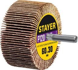 STAYER d 60 x 30 мм, P120, на шпильке d 6 мм, круг шлифовальный лепестковый (36608-120) - 1