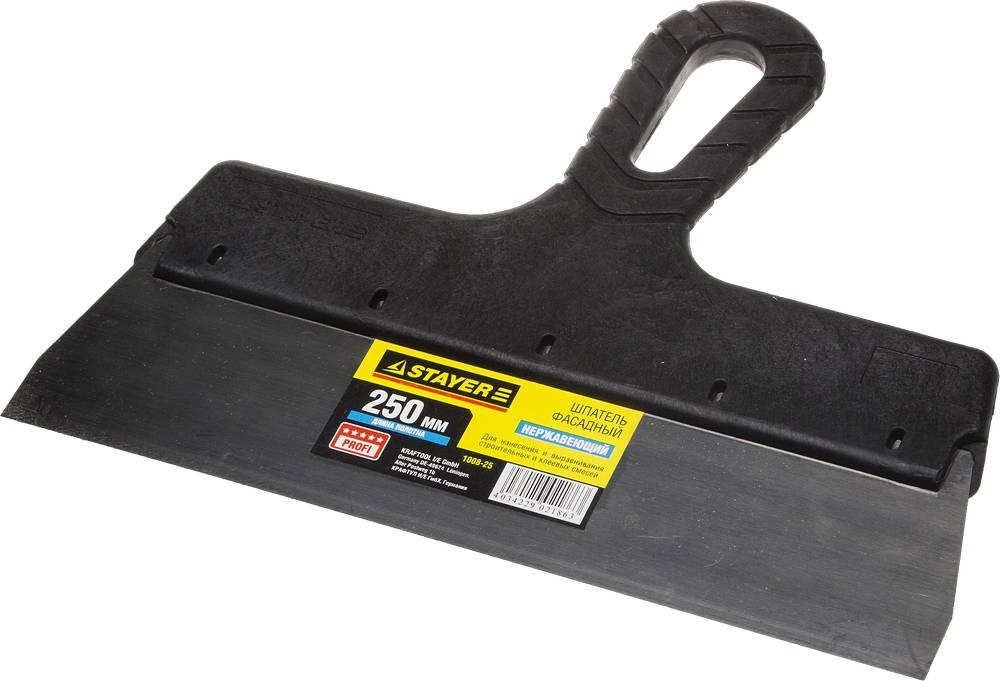STAYER  PROFlat, 250 мм, пластиковая ручка, нержавеющий, фасадный шпатель, Professional (1008-25)