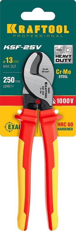 KRAFTOOL KSF-25V, d 13 мм, 250 мм, VDE, 1000 В, усиленный, диэлектрический кабелерез (23334-25V) - 2