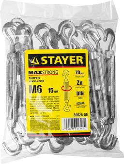 STAYER DIN 1480, М6, 15 шт, талреп крюк-крюк (30525-06) - 2