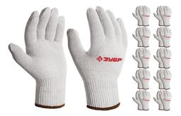 ЗУБР ОПТИМА, L-XL, х/б перчатки без покрытия, 10 класс, 10 пар (11446-XL10) - 1