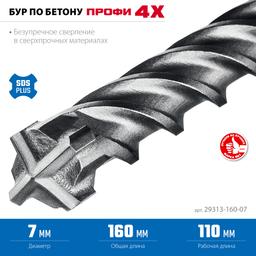 ЗУБР ПРОФИ-4Х 7x160 мм, SDS-plus бур (29313-160-07) - 5