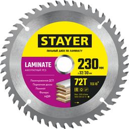 STAYER  Laminate, 230 x 32/30 мм, 72Т, аккуратный рез, пильный диск по ламинату (3684-230-32-72) - 1