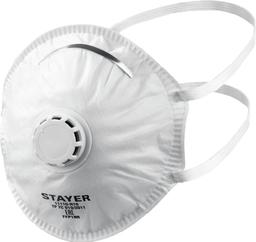 STAYER KV-80, класс защиты FFP1, коническая, 10 шт в коробке, фильтрующая полумаска с клапаном выдоха (11110-H10) - 1