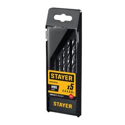 STAYER НЕХ-1/4″, 5 шт, набор сверл по металлу для винтовёртов и шуруповертов IMPACT READY (29603-H5) - 2