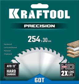 KRAFTOOL Precision, 254 х 30 мм, 60Т, пильный диск по дереву (36952-254-30) - 2