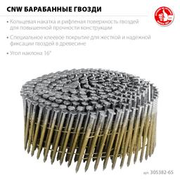 ЗУБР CNW 65 х 2.8 мм, барабанные гвозди рифленые, 6000 шт (305382-65) - 3