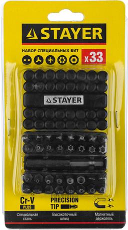 STAYER 33 шт, набор специальных бит с магнитным адаптером (26084-H33) - 2