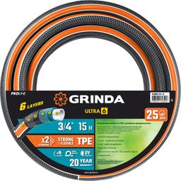 GRINDA  ULTRA 6, 3/4", 15 м, 25 атм, шестислойный, двойное армирование, поливочный шланг, PROLine (429009-3/4-15 - 5