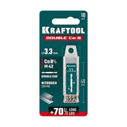 KRAFTOOL DOUBLE Сo-8 3.3х49мм, Сверло двухстороннее по металлу, сталь M42(+8%Co), класс А (29654-3.3-10) - 3