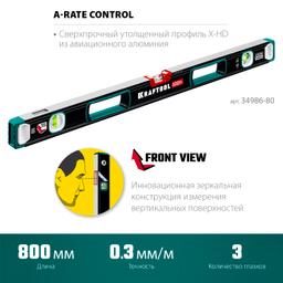 KRAFTOOL A-RATE CONTROL, 800 мм, точность 0.3 мм/м, с инновационным зеркальным глазком, сверхпрочный уровень (34986-80) - 4