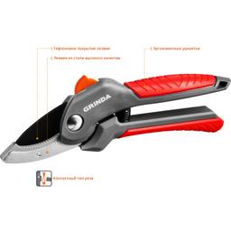 GRINDA G-24, 200 мм, с двухкомпонентными рукоятками, контактный секатор (423124) - 3