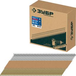 ЗУБР SN34 (D34) 63 х 2.8 мм, реечные гвозди рифленые оцинкованные, 4000 шт (305399-63) - 1