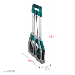 KRAFTOOL ATLANT, до 120кг, каркас и платформа из алюминия, платформа 48.5х35см, колеса d18см, вес 6.9кг, складная хозяйственная тележка (38751-120) - 8