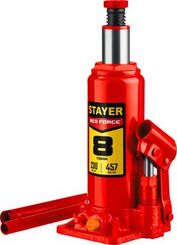 STAYER RED FORCE, 8 т, 200 - 385 мм, бутылочный гидравлический домкрат, Professional (43160-8) - 1