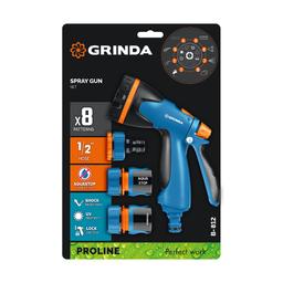 GRINDA B-812, питолет поливочный B-8, коннектор 1/2, конектор 1/2 с автостопом, адаптер с внутр. резьбой 1/2 х 3/4, набор поливочный PROLine (429114) - 6