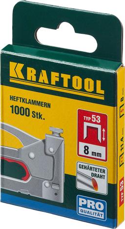 KRAFTOOL  тип 53 (A/10/JT21) 8 мм, 1000 шт, калибр 23GA, скобы для степлера (31670-08) - 2