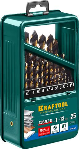 KRAFTOOL Cobalt, 25 шт, (1-13 мм), сталь М42, HSS-Co(8%), набор сверл по металлу (29656-H25) - 2