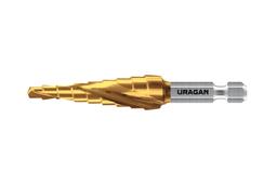 URAGAN 4-12мм, 9 ступеней, винтовая спираль, сверло ступенчатое(29658-4-12-9) - 1